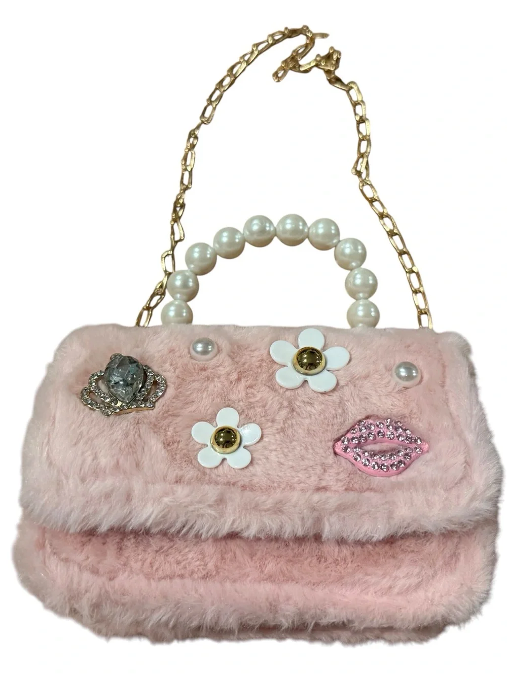 Light Pink Pearl Handle Glam Purse